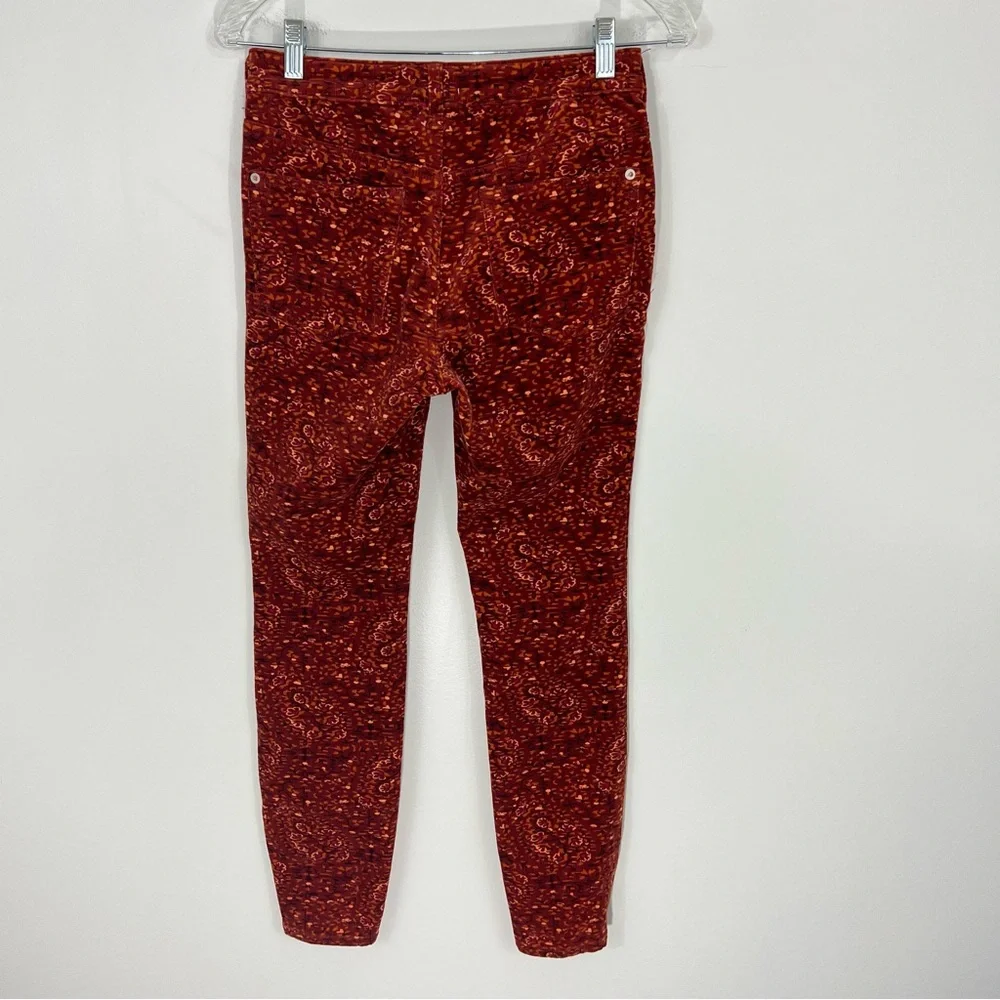 Anthropologie Pilcro High Rise Skinny Corduroy Pants in Orange Motif - Picture 8 of 9